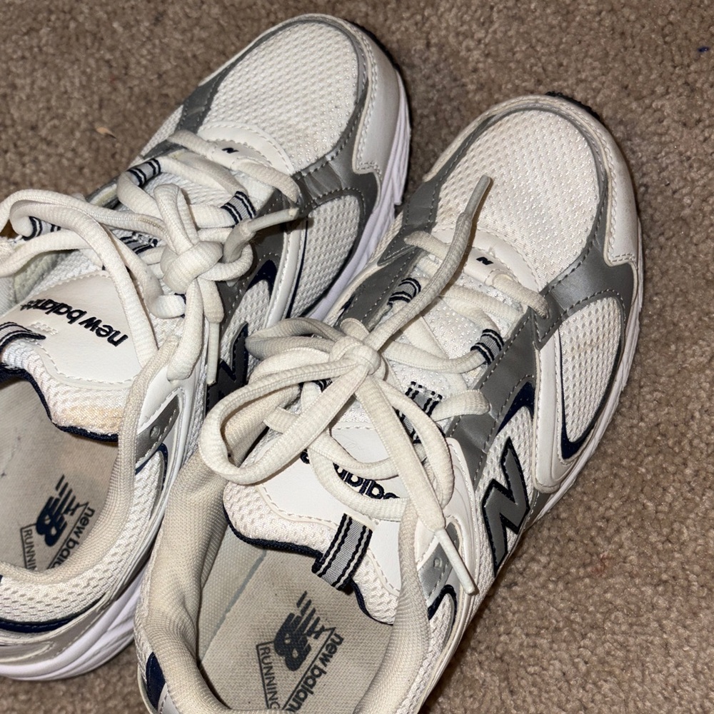 New Balance White, Navy & Gray Sneakers - Picture 3 of 4